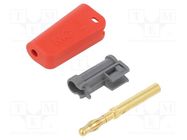 Connector: 4mm banana; plug; 32A; red; gold-plated; on cable STÄUBLI