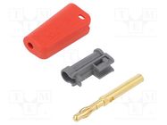 Connector: 4mm banana; plug; 19A; red; gold-plated; on cable STÄUBLI