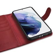 iCarer Haitang Leather Wallet Case Leather Case for Samsung Galaxy S22 + (S22 Plus) Wallet Housing Cover Red (AKSM05RD), iCarer