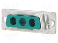 D-Sub; PIN: 3; socket; female; for panel mounting; angled 90°; 5A Amphenol Communications Solutions