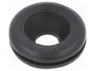 Grommet; Ømount.hole: 9.5mm; Øhole: 5mm; PVC; black; -30÷60°C HELLERMANNTYTON