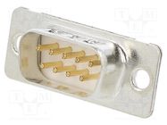 D-Sub; PIN: 9; socket; male; for panel mounting; straight; 5A AMPHENOL COMMUNICATIONS SOLUTIONS