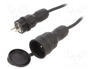 Extension lead; 3x1.5mm2; Sockets: 1; rubber; black; 5m; 16A KEL