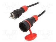 Extension lead; 3x2.5mm2; Sockets: 1; rubber; black; 5m; 16A KEL