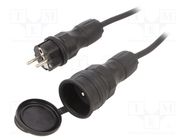 Extension lead; 3x2.5mm2; Sockets: 1; rubber; black; 10m; 16A KEL