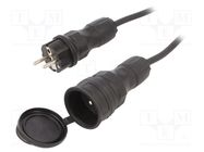 Extension lead; 3x1.5mm2; Sockets: 1; rubber; black; 25m; 16A KEL