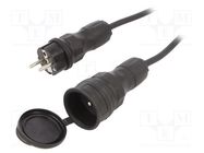 Extension lead; 3x1.5mm2; Sockets: 1; rubber; black; 15m; 16A KEL