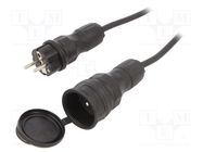 Extension lead; 3x2.5mm2; Sockets: 1; rubber; black; 15m; 16A KEL