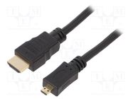 Cable; HDMI 2.0; HDMI plug,micro HDMI plug; PVC; Len: 3m; black 