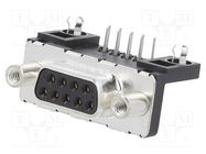 D-Sub; PIN: 9; socket; female; for panel mounting; angled 90°; 5A Amphenol Communications Solutions