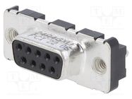 D-Sub; PIN: 9; socket; female; for panel mounting; angled 90°; 5A AMPHENOL COMMUNICATIONS SOLUTIONS