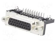 D-Sub HD; PIN: 26; socket; female; on PCBs; straight; THT; 5A AMPHENOL COMMUNICATIONS SOLUTIONS
