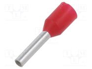 Tip: bootlace ferrule; insulated; copper; 1mm2; 8mm; tinned; red 