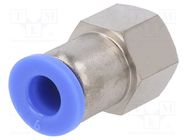 Push-in fitting; straight; -0.95÷15bar; nickel plated brass 