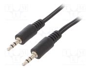 Cable; Jack 3.5mm 3pin plug,both sides; 2m; black; Øcable: 2.6mm GEMBIRD