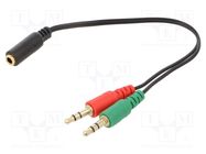 Cable; Jack 3.5mm 3pin plug x2,Jack 3.5mm 4pin socket; 0.2m GEMBIRD