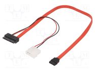 Cable: mains SATA; Molex male,SATA plug,Slim SATA female; 0.45m GEMBIRD