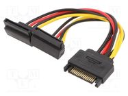 Cable: SATA; SATA 15pin male,SATA 15pin angled female x2; 0.15m GEMBIRD