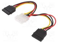 Cable: mains SATA; Molex male,SATA 15pin female x2; 0.15m GEMBIRD