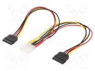 Cable: mains SATA; Molex male,SATA 15pin female x2; 0.3m GEMBIRD