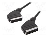 Cable; SCART plug,both sides; 1.8m; black; Øcable: 8mm; PVC 