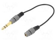 Adapter; Jack 3.5mm socket,Jack 6,3mm 3pin plug; 0.2m; black GEMBIRD