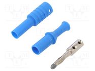 Connector: 4mm banana; plug; 36A; 1kVAC; blue; insulated; 63mm; 8mΩ ELECTRO-PJP