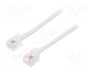 Cable: telephone; RJ11 plug,both sides; 10m; white GEMBIRD