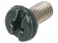 Screw; M3x6; 0.5; Head: cheese head; Phillips,slotted; brass; green KEYSTONE