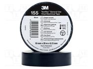 Tape: electrical insulating; W: 19mm; L: 20m; Thk: 0.127mm; black 3M