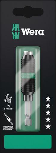 897/4 R SB Rapidaptor BiTorsion Universal Bit Holder, 1 x 1/4"x75, Wera
