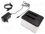 Docking station; PnP; USB 3.0; silver QOLTEC