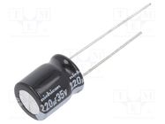 Capacitor: electrolytic; low ESR; THT; 220uF; 35VDC; Ø10x12.5mm NICHICON