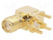 Connector: SMA; socket; female; angled 90°; 50Ω; THT; on PCBs; PTFE LINX TECHNOLOGIES