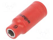 Socket; 6-angles,insulated,socket spanner; HEX 6mm; 1/4" WIHA