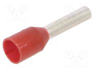 Tip: bootlace ferrule; insulated; copper; 1.5mm2; 8mm; tinned; red 