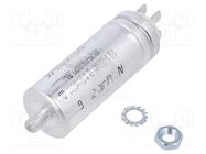 Capacitor: polypropylene; motors, run; 6uF; 470V; Ø30x78mm; ±5% KEMET