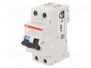 RCBO breaker; Inom: 16A; Ires: 10mA; Poles: 1+N; 230VAC; IP20; DS200 ABB