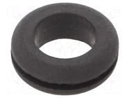 Grommet; Ømount.hole: 4.75mm; Øhole: 3.18mm; rubber; black KEYSTONE