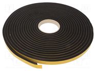 Gasket; EPDM; Thk: 8mm; black; L: 10m; W: 16mm RST ROZTOCZE