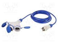 Extension lead; 3x2.5mm2; Sockets: 3; PUR; blue; 5m; 16A; EXTREM KEL