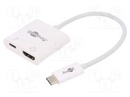 Adapter; HDMI 2.0,Power Delivery (PD),USB 3.0; 0.15m; white Goobay