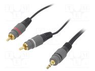 Cable; Jack 3.5mm 3pin plug,RCA plug x2; 10m; black GEMBIRD