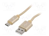 Cable; USB 2.0; USB A plug,USB C plug; gold-plated; 1.8m; golden GEMBIRD