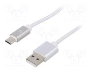 Cable; USB 2.0; USB A plug,USB C plug; gold-plated; 1.8m; silver GEMBIRD