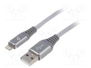 Cable; USB 2.0; Apple Lightning plug,USB A plug; gold-plated; 1m GEMBIRD