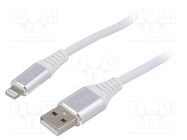 Cable; USB 2.0; Apple Lightning plug,USB A plug; gold-plated; 2m GEMBIRD