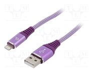 Cable; USB 2.0; Apple Lightning plug,USB A plug; gold-plated; 2m GEMBIRD