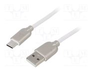 Cable; USB 2.0; USB A plug,USB C plug; gold-plated; 1m; white GEMBIRD