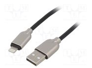 Cable; USB 2.0; Apple Lightning plug,USB A plug; 1m; black GEMBIRD